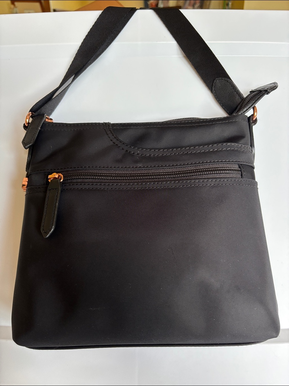 Radley London Black Crossbody Bag Nylon Zip Top Adjustable Strap Nice Condition - Picture 3 of 13